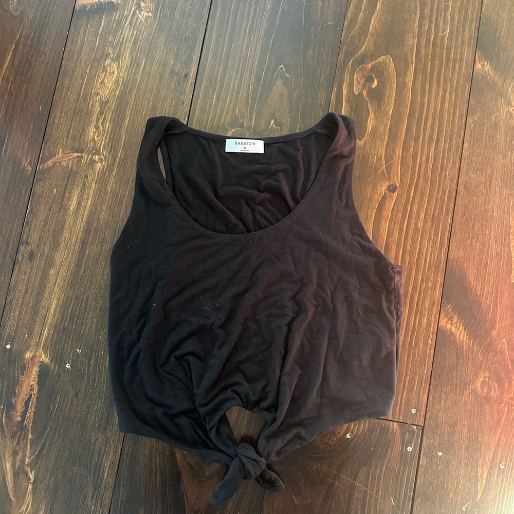 Babaton Black Tie-Front Tank Top